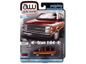 Изображение Auto World 1984 Dodge Caravan Garnet Peal Coat w/Side Woodgrain (коллекция 2023, серия Mighty Minivans, AWSP123B)