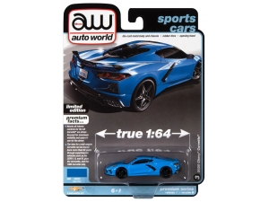 Auto World 2020 Chevrolet Corvette Rapid Blue w/Black Stripes (коллекция 2023, серия Sports Cars, AWSP124B) Изображение Auto World 2020 Chevrolet Corvette Rapid Blue w/Black Stripes (коллекция 2023, серия Sports Cars, AWSP124B)